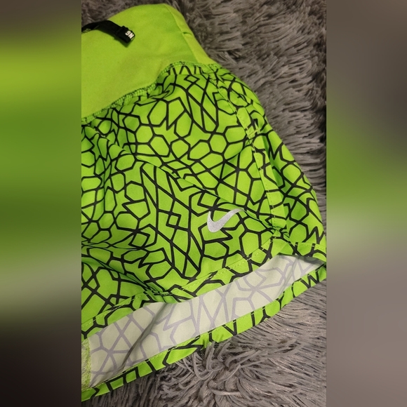 Women's Nike Neon Green & Black Dri-Fit Running Shorts, Small - Picture 3 of 11
